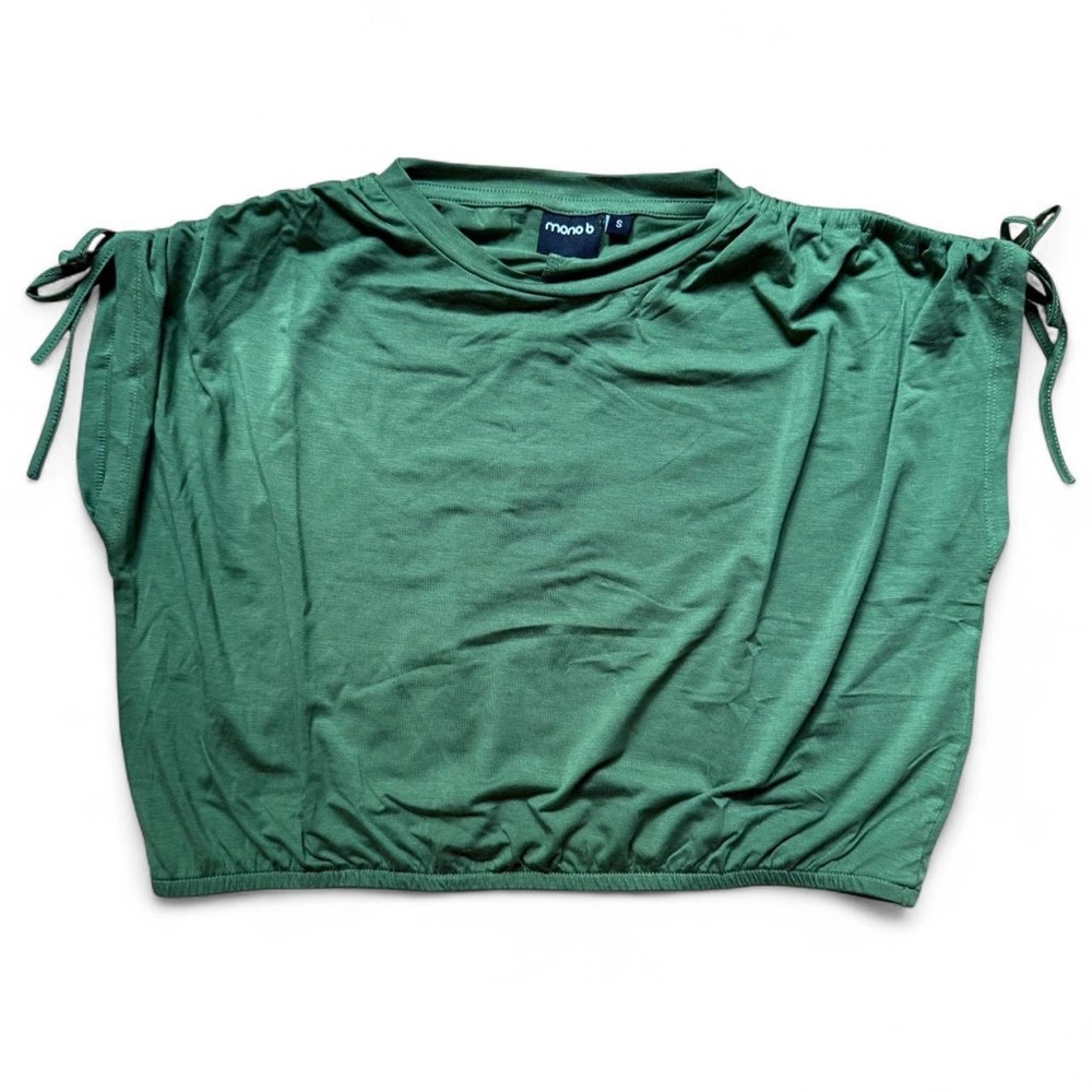 Mono B Green Ruched Tie-Shoulder Crop Top – NWT – Size S